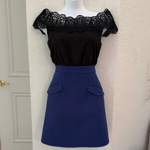 Chic A-Line Blue Black Dress